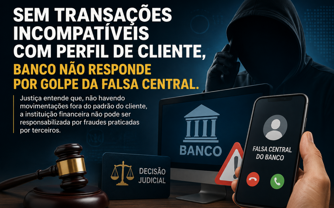 Sem transações incompatíveis com perfil de cliente, banco não responde por golpe da falsa central.